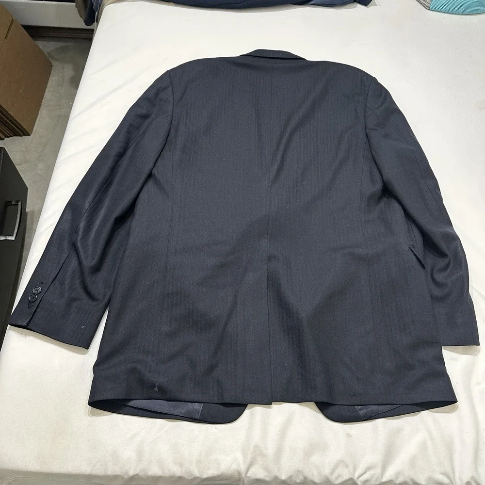 Brooks Brothers 346 Blazer 42L Navy Wool Stretch Herringbone 2 Button Sport Coat